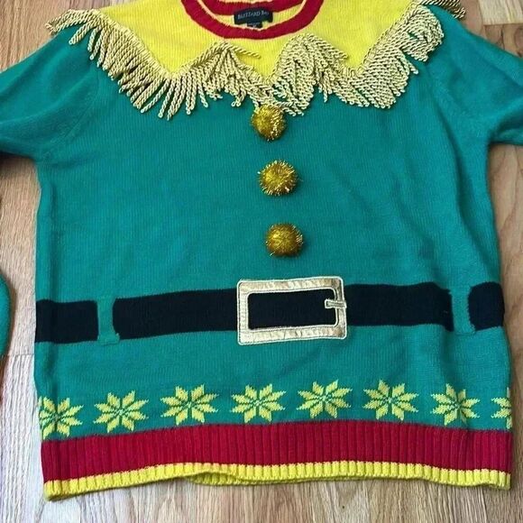 Blizzard Bay Ugly Christmas Holiday Sweater Elf Medium Long Sleeve - Picture 5 of 7